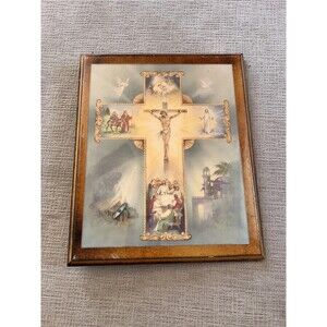 Sankyo Christian Crucifix Cross Musical Wall Plaque Last Supper Japan Decor